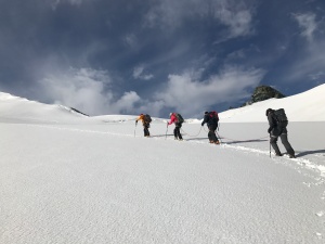 Our rope team during the ascent to Strahlhorn
